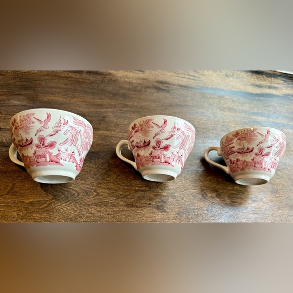 VTG Set of 6 Churchill Pink Willow Teacups with Saucers - Picture 8 of 13